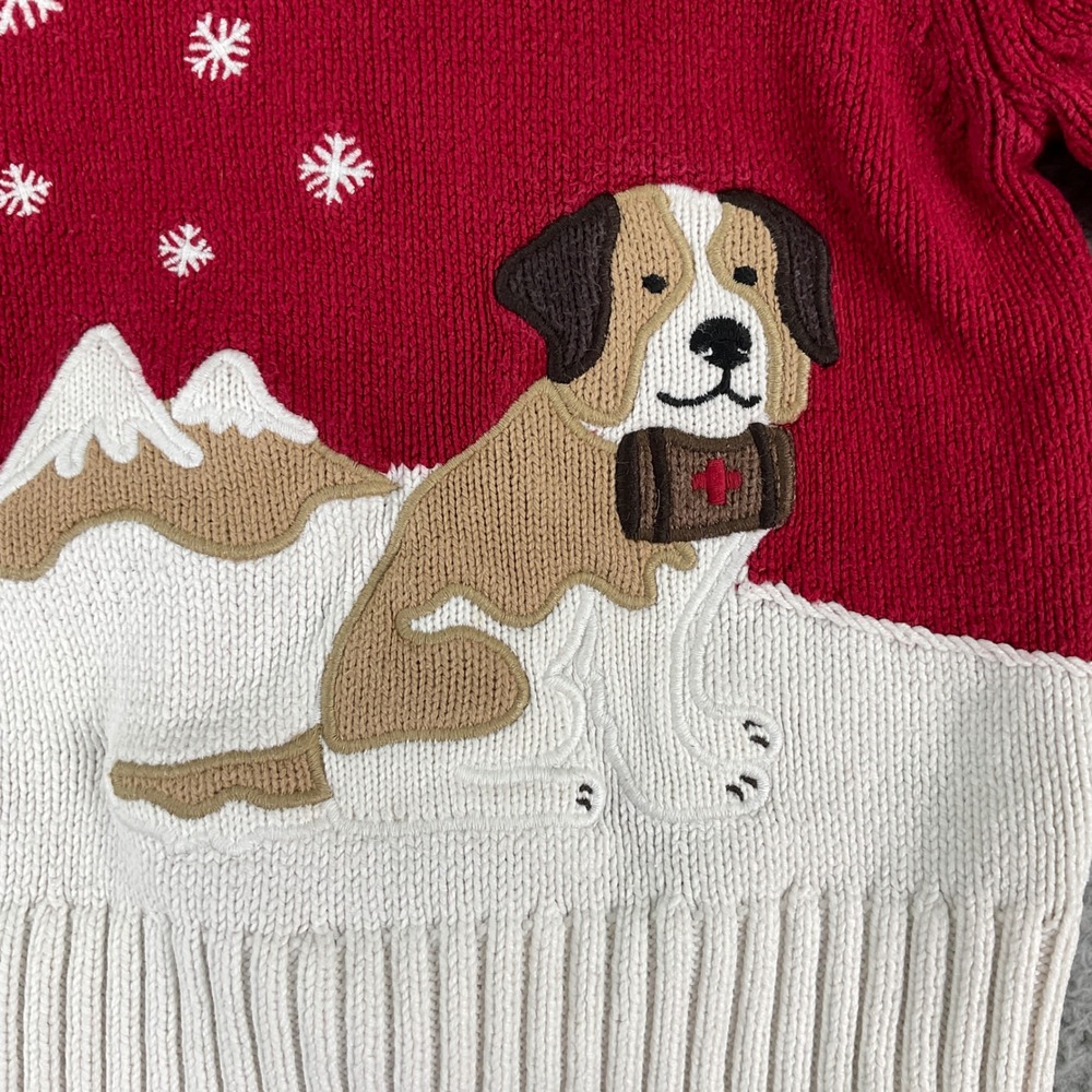 Gymboree Sweater Kids 12-18 Months Red Saint Bernard Winter Holiday Pullover